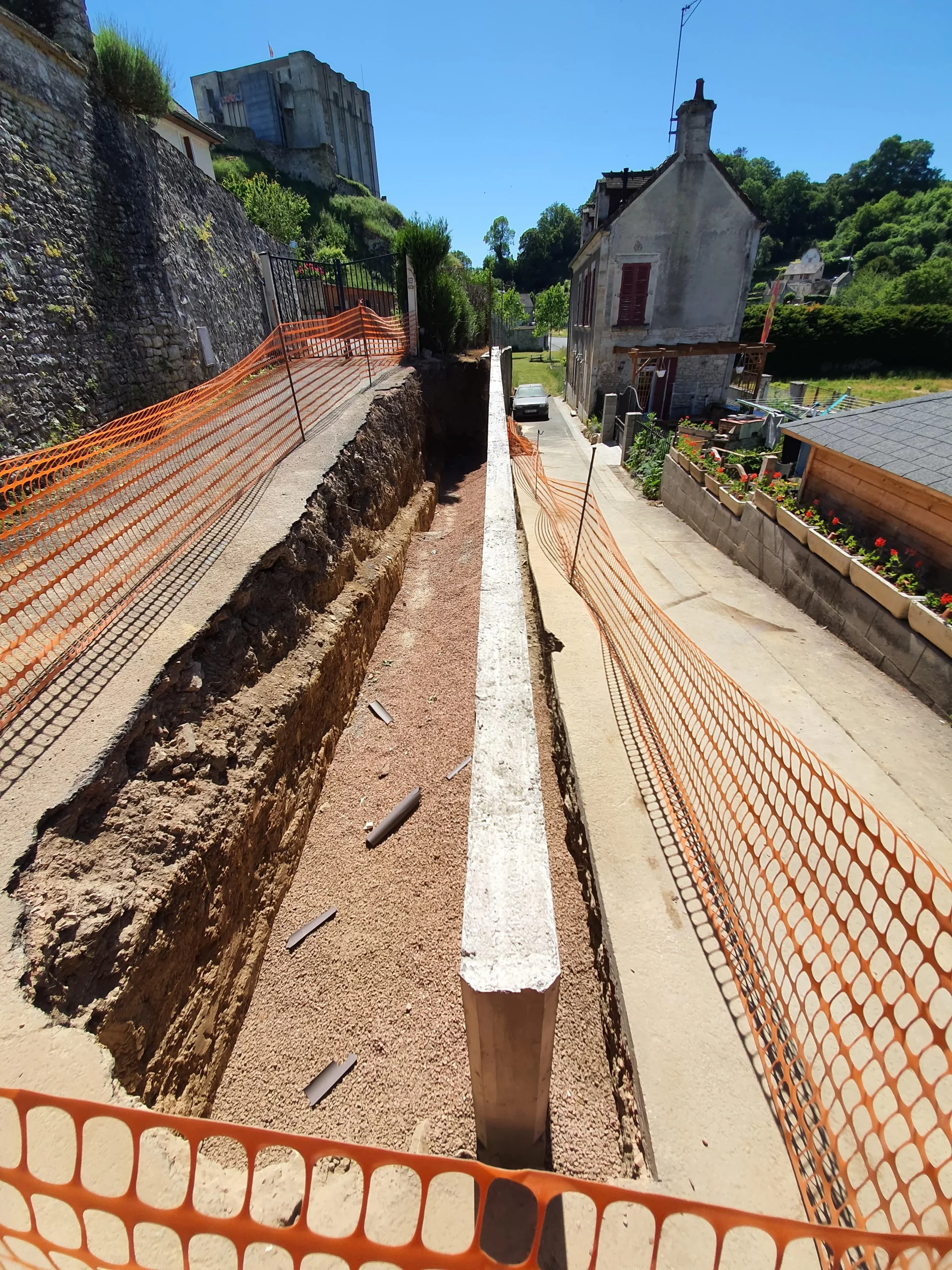 Mur de soutènement en plein travaux